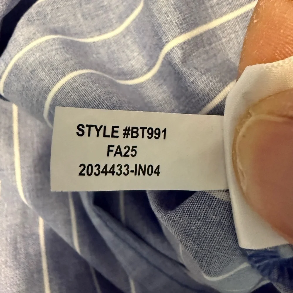 J. Crew Stretch Poplin Signature Stretch Button-Up Striped Blouse NWT S Blue